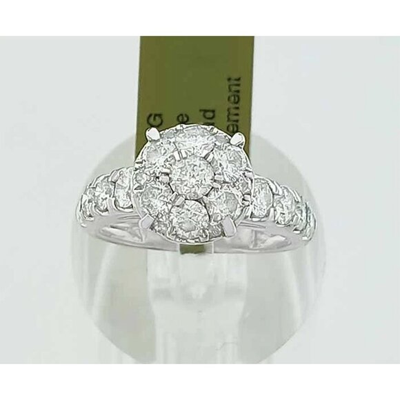 Genuine 1.60 Cts Diamonds Engagement Ring Solid 14k White Gold - Picture 5 of 6